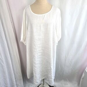 Baltic Linen White A Line Tunic Dress European Size 46 XXL Flax Euro Summer